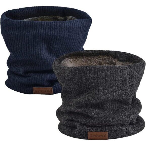 Men's Grey Navy Winter Ski Neck Gaiter Face Scarf Fleece Lined Windproof Scarves